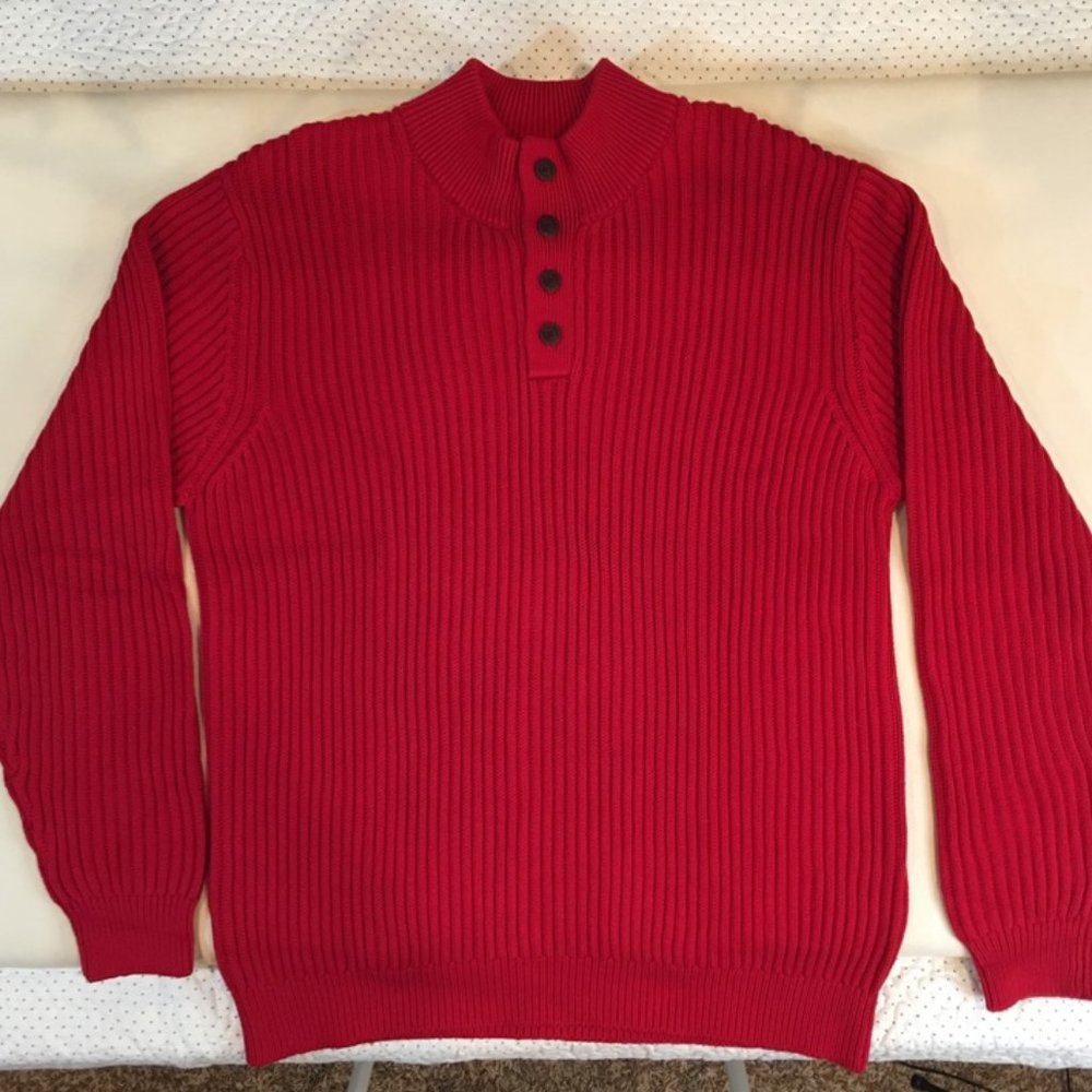 🎊🎉🎊HP🎊🎉🎊LL Bean Men's Red Sweater Heavyweight Cotton Sz XL